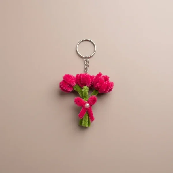 Pink Tulips Bouquet Keychains
