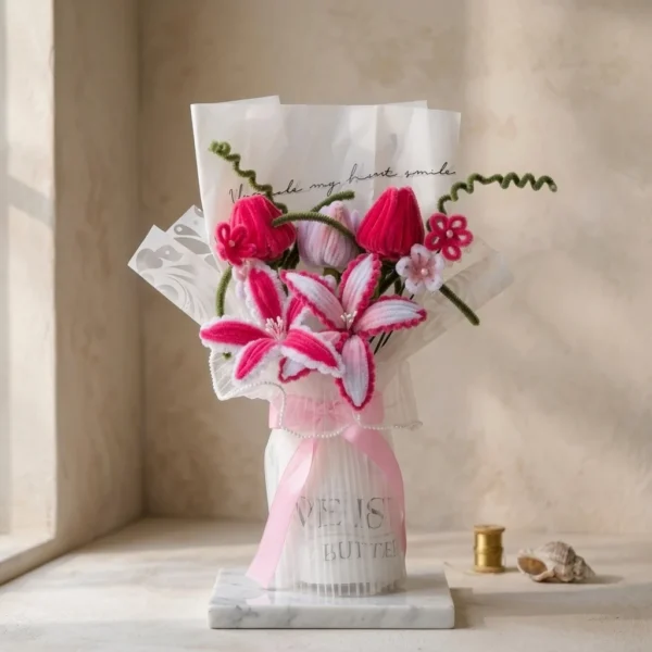 pomelli_photoshoot_image_1_1_0703 (1) The Pink Blossom and Bow Bouquet