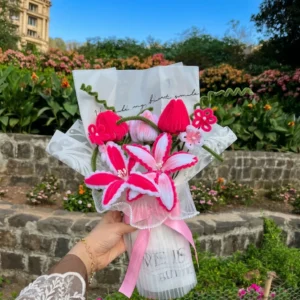 The Pink Blossom and Bow Bouquet