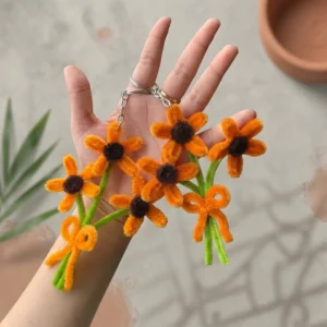 Orange Sunflower Bouquet Keychain