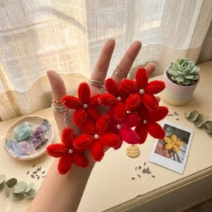 Crimson Bloom Keychain