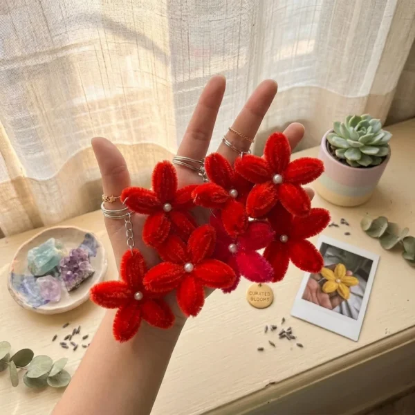 Crimson Bloom Keychain