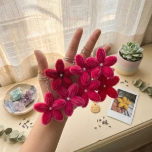 Raspberry Pearl Blossom Keychain