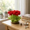 Everlasting crimson tulip bouquet for home decor