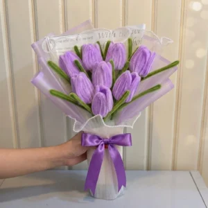 The Sunshine Tulips Bouquet Handmade pipe cleaner flower held in hand