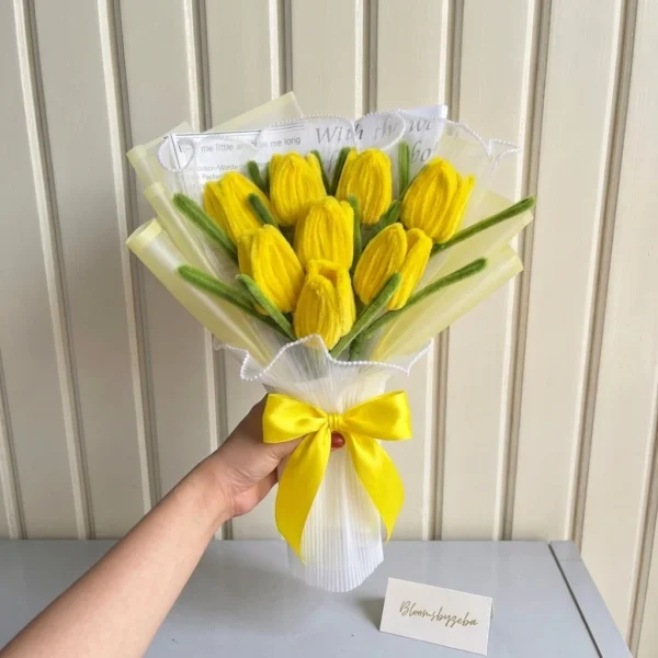 Bright yellow everlasting tulip bouquet for gifting