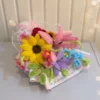 Everlasting handmade flower bouquet with sunflower, gerbera and colorful blooms