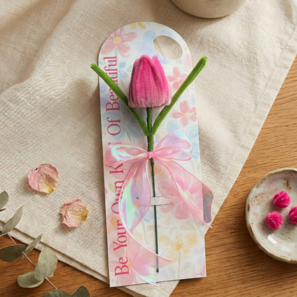 Pink Chenille Tulip Card