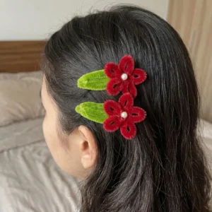 Red Blossom & Leaf Clips