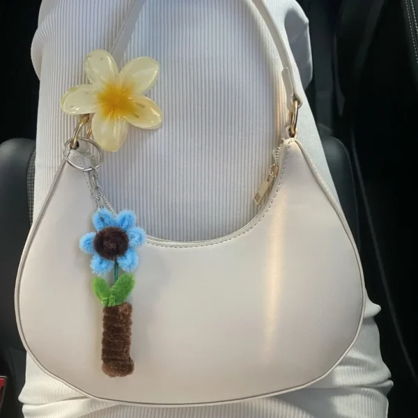 Bloom Sprout Blue Daisy Keychain