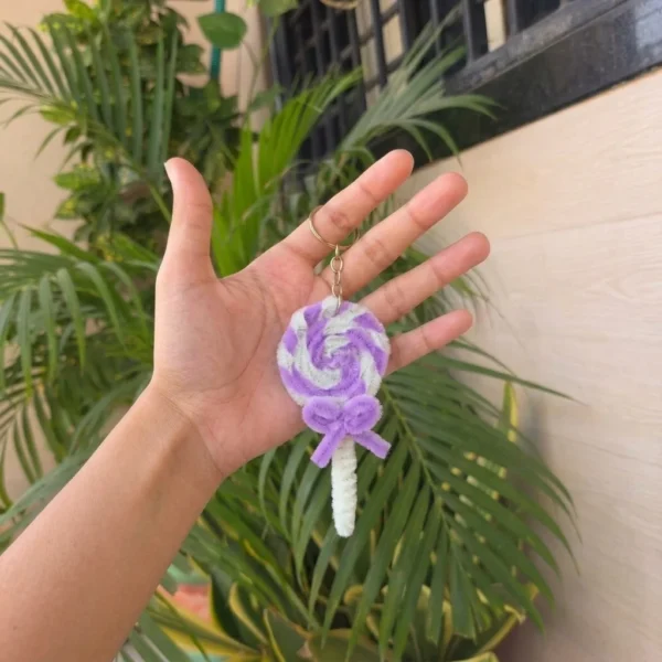 Plush Purple Candy Keychain