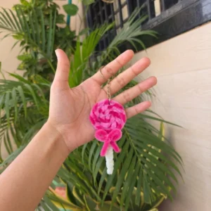 Plush Pink Candy Keychain
