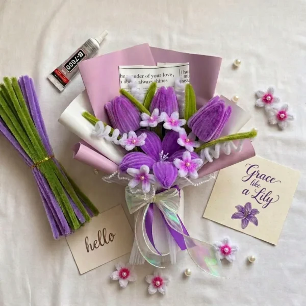 Purple Themed Tulips and Lilies